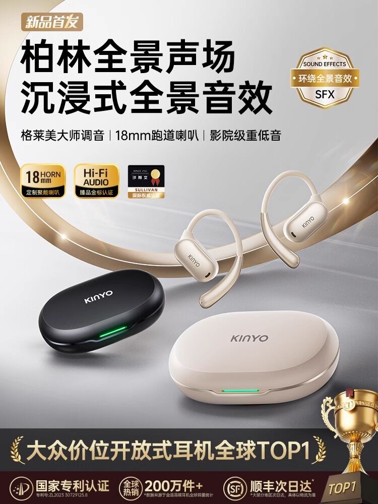 Kinyo | 2025 New Wireless Behind-Ear Open-Air Conduction Sports Headphones