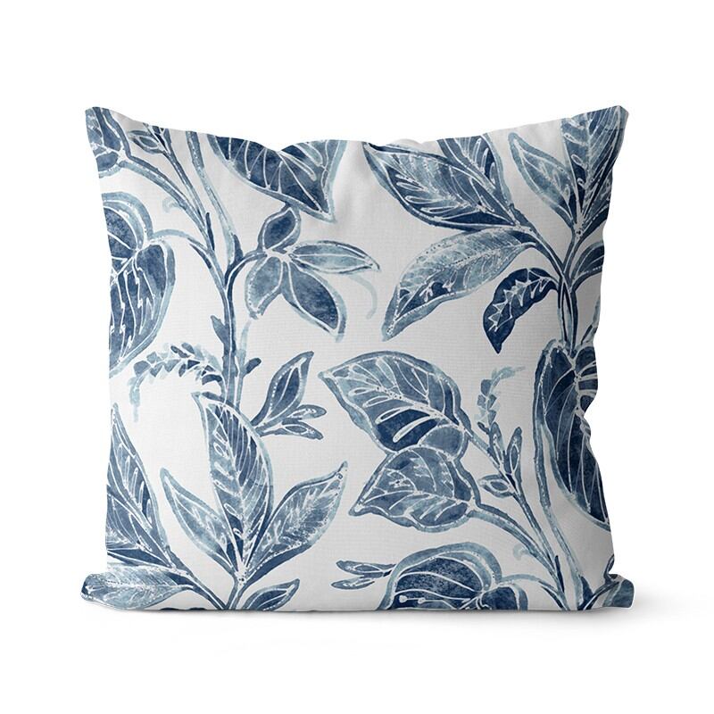 ZUOLEJIA | Custom American Style Blue Pattern Linen Cotton Double Sided Pillow Cover