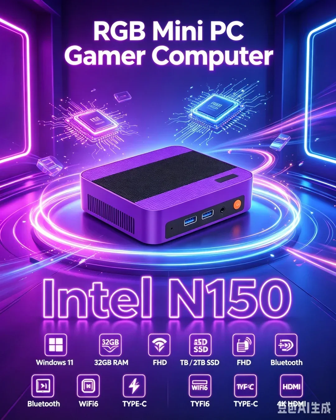 New Arrival Windows 11 Intel N150 Mini PC 8GB 16GB RAM 1TB/2TB SSD