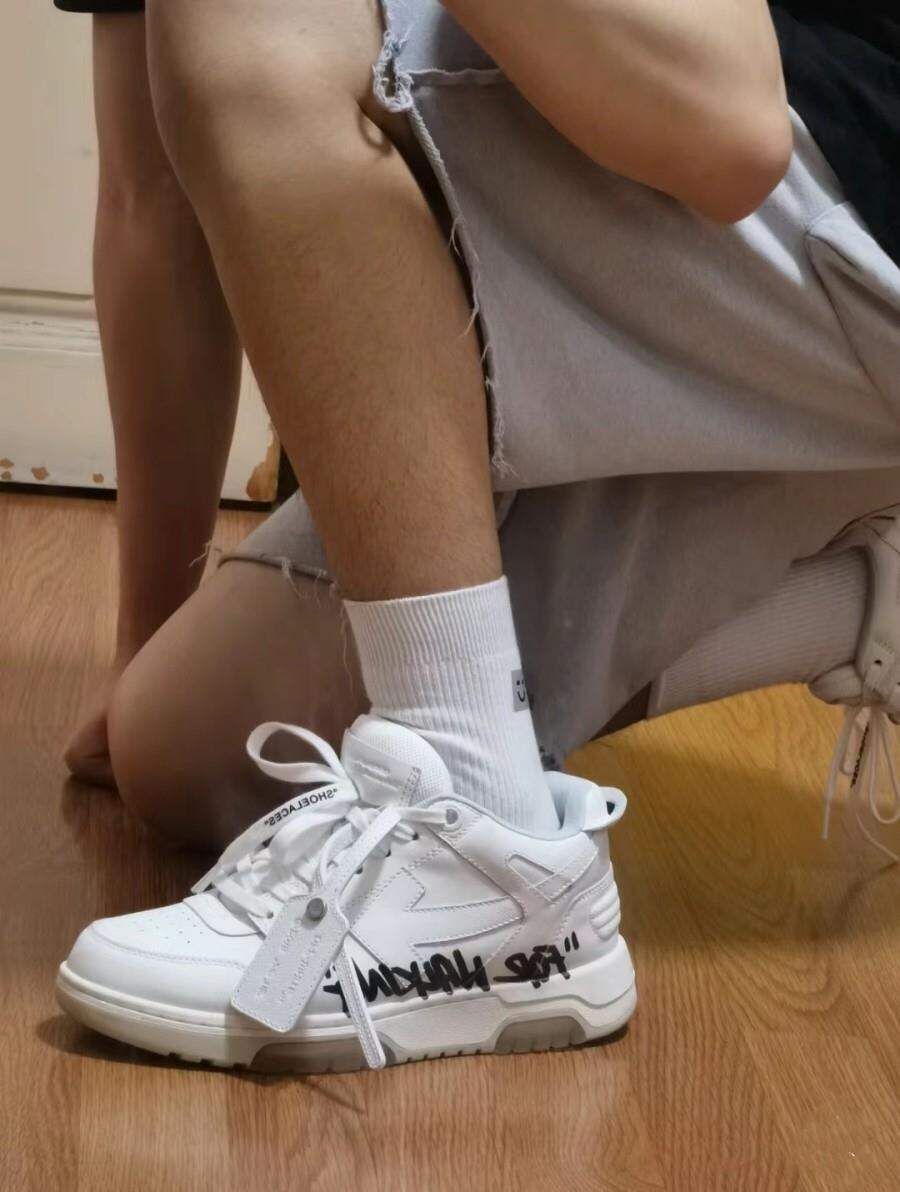 Off-White Thick-Heeled Casual Sports Shoes Unisex Fashionable Leisure Sneakers Luxury Women's Flat Footwear round Toe Mesh Inner · v10