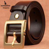 Kangaroo | Mens Genuine Leather Belt with Brass Buckle