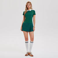 COSLEAF | Womens Inner-lined Tennis Skirt and Polo Shirt Set Summer Sportswear