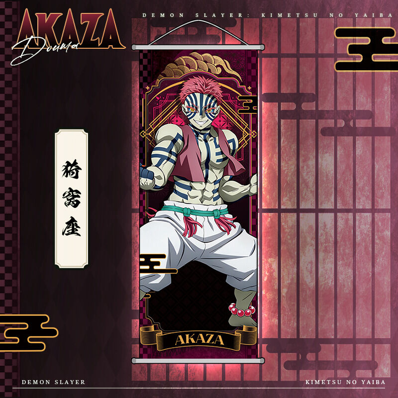 Bandai | Demon Slayer Wall Scroll Cartoon Akaza Poster Wall Decoration Long Scroll Style Anime Merchandise Holiday Gift Trendy Toy