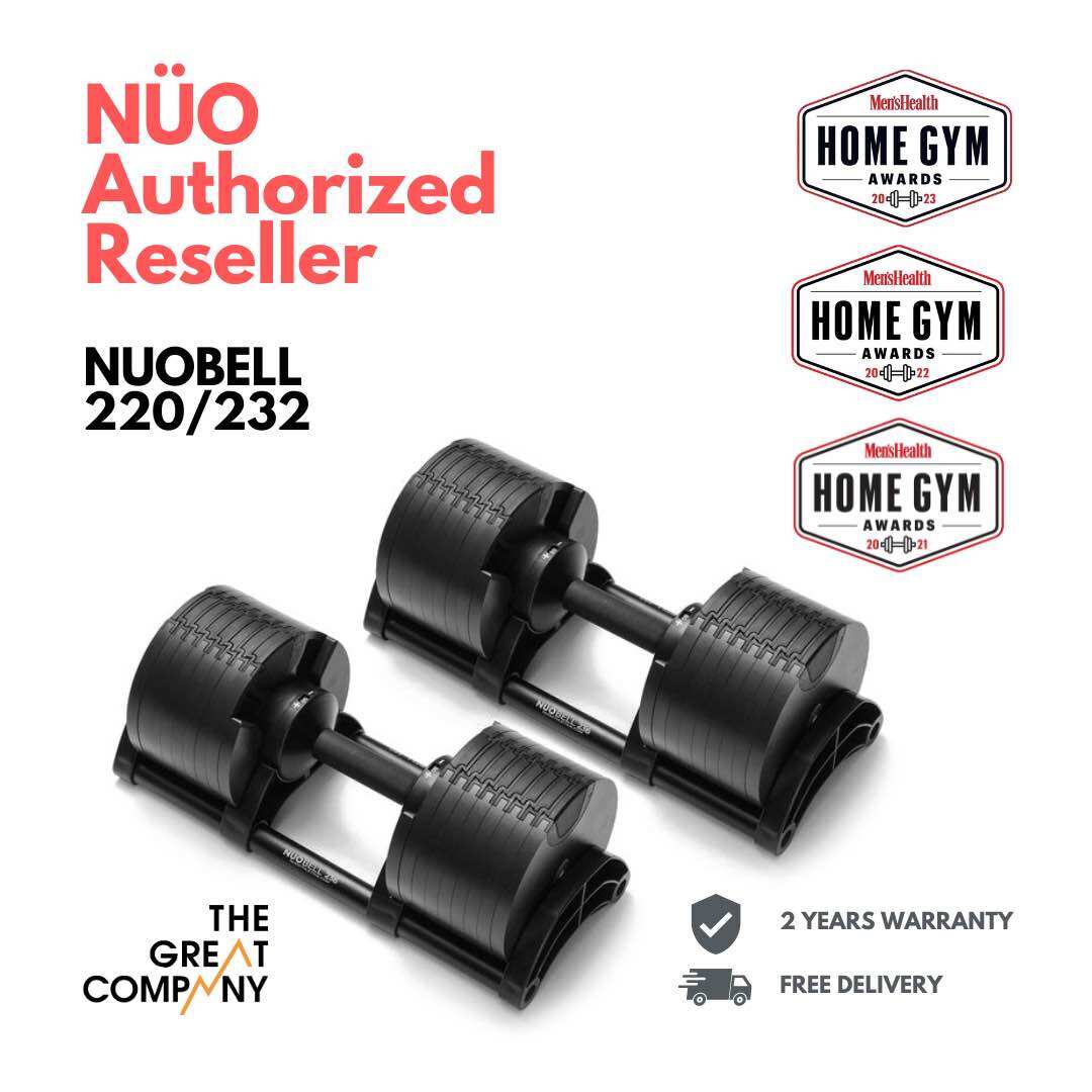 Nuobells 2-32Kg Adjustable Dumbbells - Quick Weight Adjustment Set
