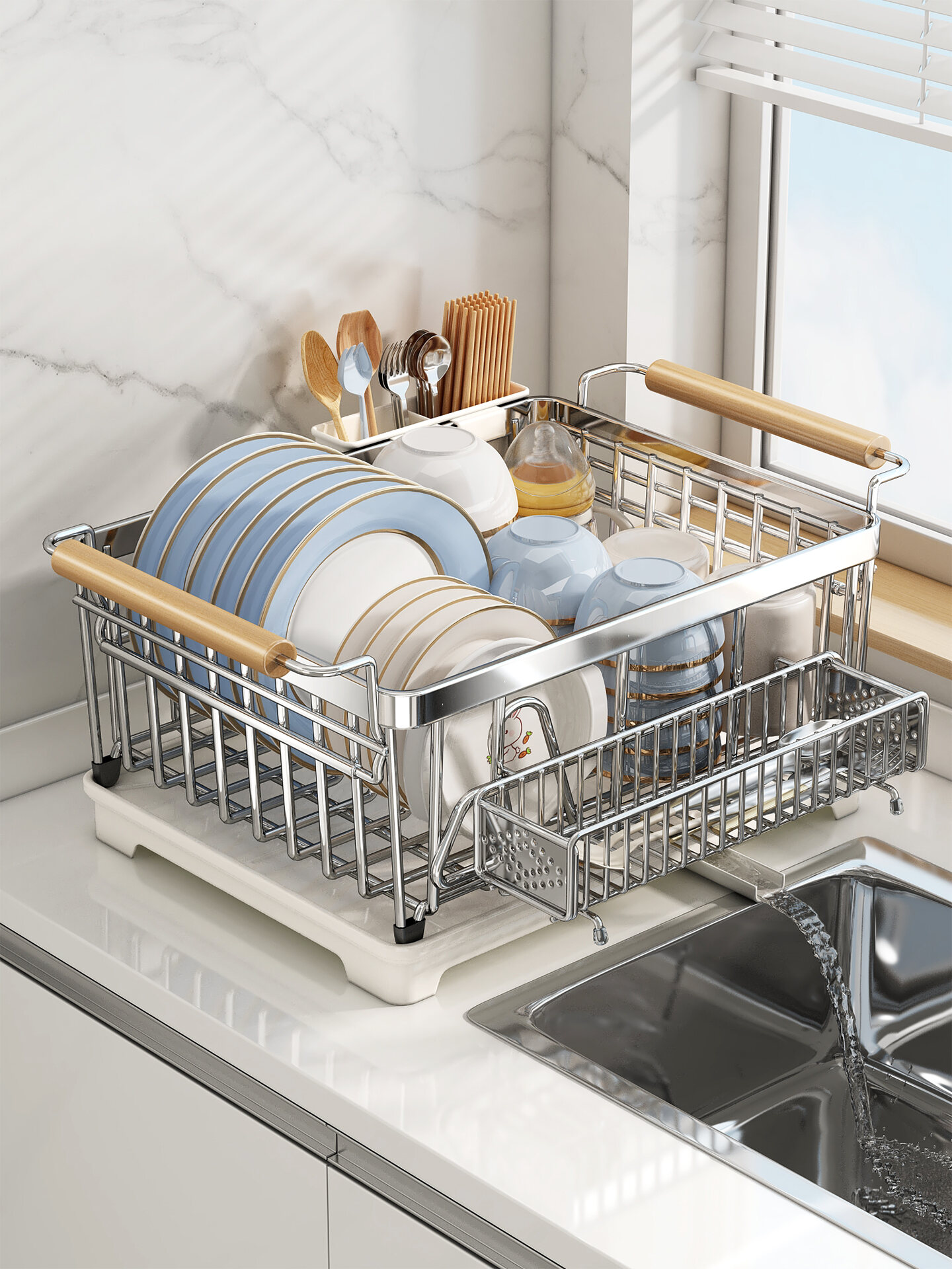 Staami Premium Stainless Steel Dish Rack Rust-Free, Foldable