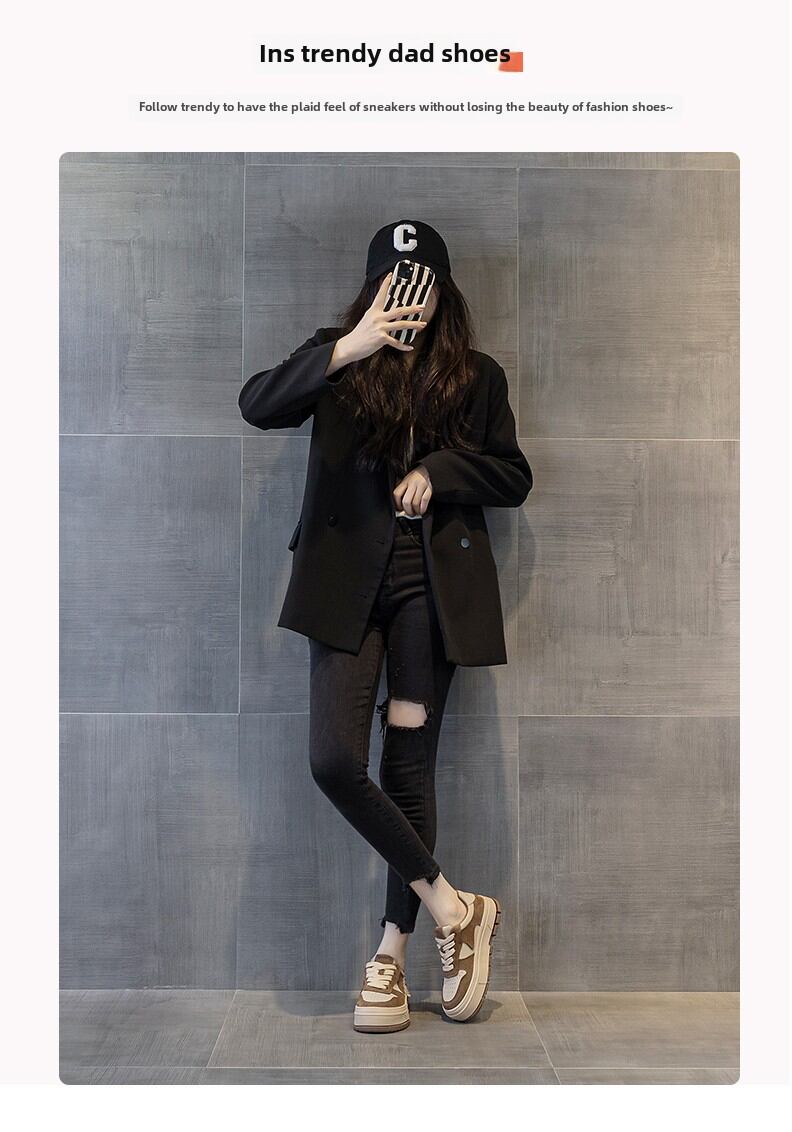 Low-Top Comfortable Fashionable Casual Shoes for Women Thick Bottom Soft Bottom Anti-Slip Dad Shoes Trendy Cross-Buckled Korean Style · v7
