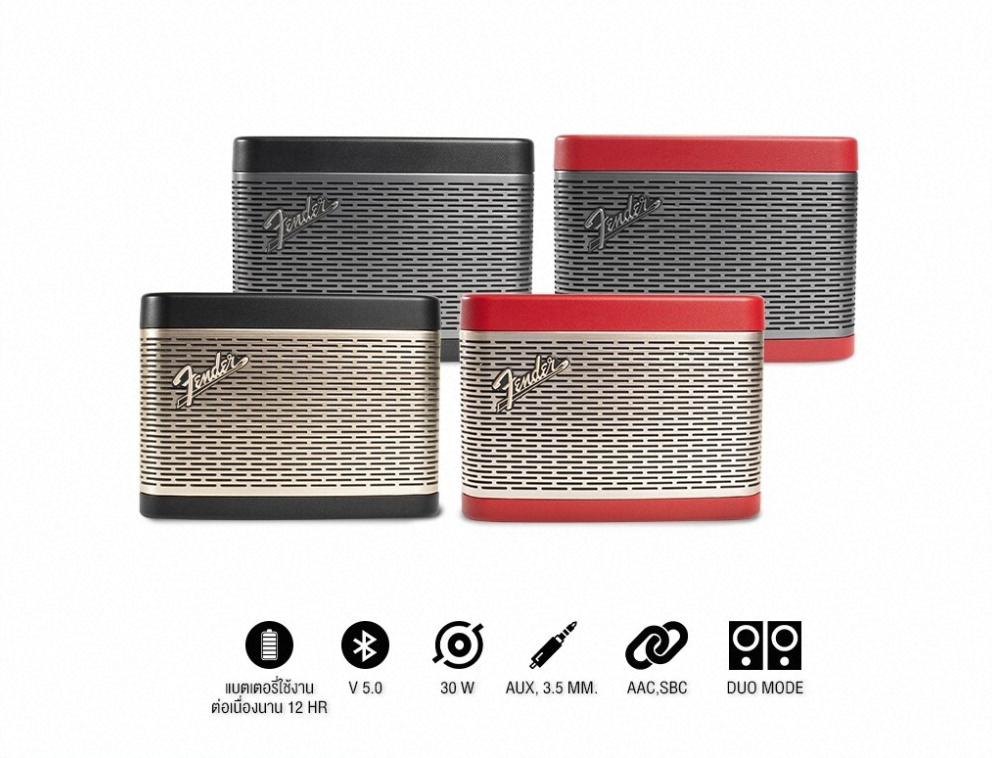 FENDER Newport 2 Bluetooth Speaker - Bluetooth Pairing, 12hrs Battery Power, Mic for Speakerphone ราคา 4,990 บาท*ส่งฟรี