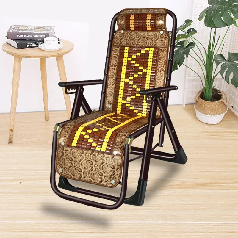 Recliner Folding Lunch Break Nap Rattan Chair Bed Balcony Casual Backrest Chair Single Lazy Sofa Portable Household Cool Chair