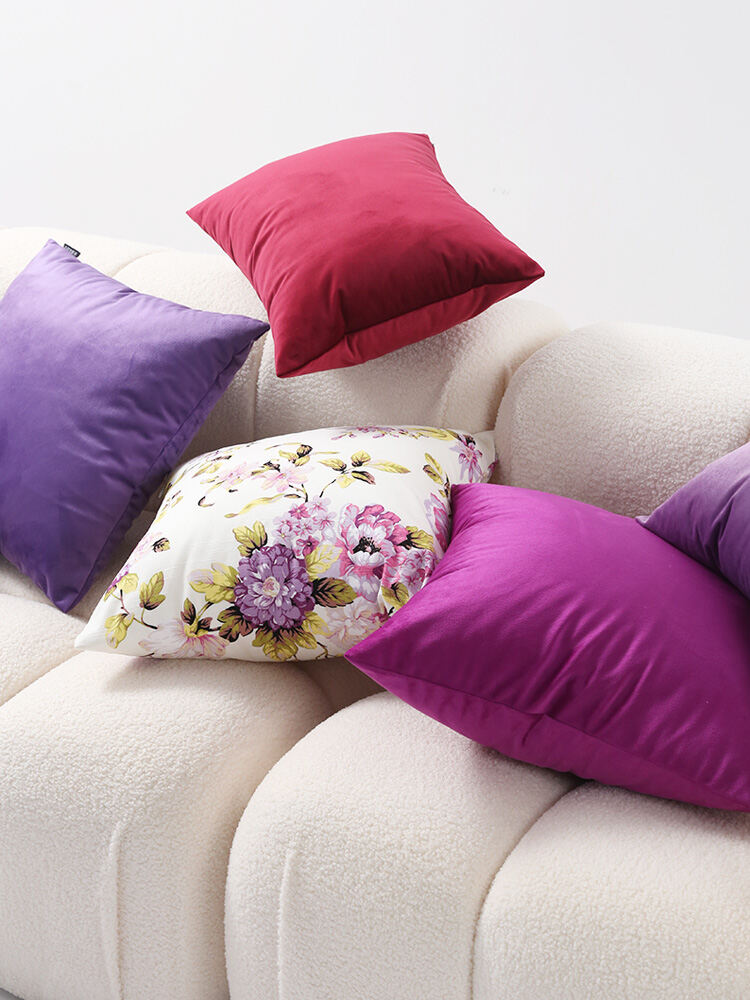 Nordic Simple Purple Velvet Women's Pillow Cushion Bedroom Bedside Cushion Sofa Backrest Lumbar Cushion Cover without Core. 