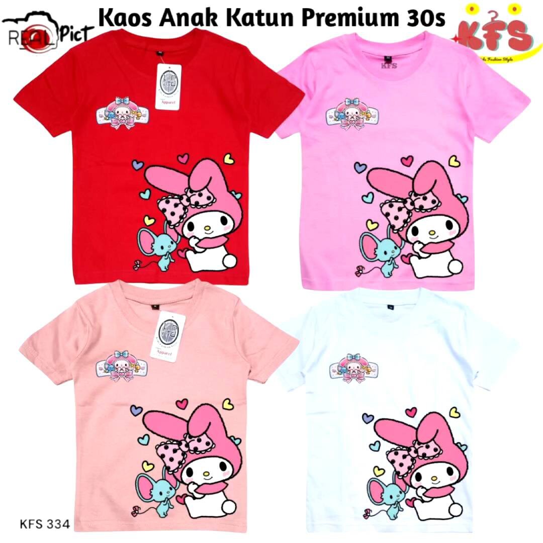 KFS 334 Atasan Baju Anak Perempuan Kaos My Melody Pita Katun Lembut Adem Usia 1 Tahun Sampai 10 Tahun