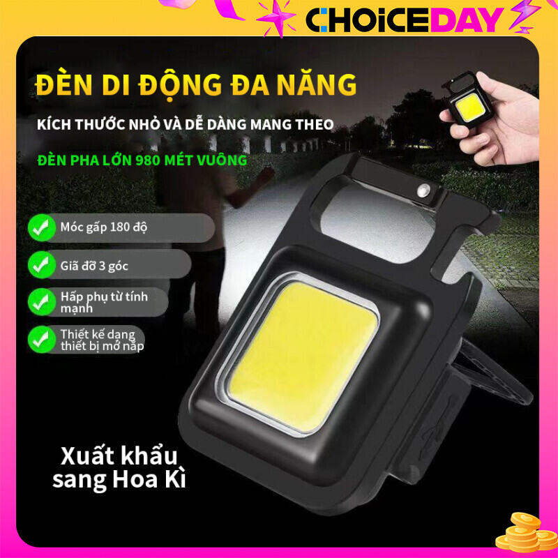 Đèn pin mini ánh sáng mạnh đa chức năng móc khóa từ tính mạnh đa chức năng