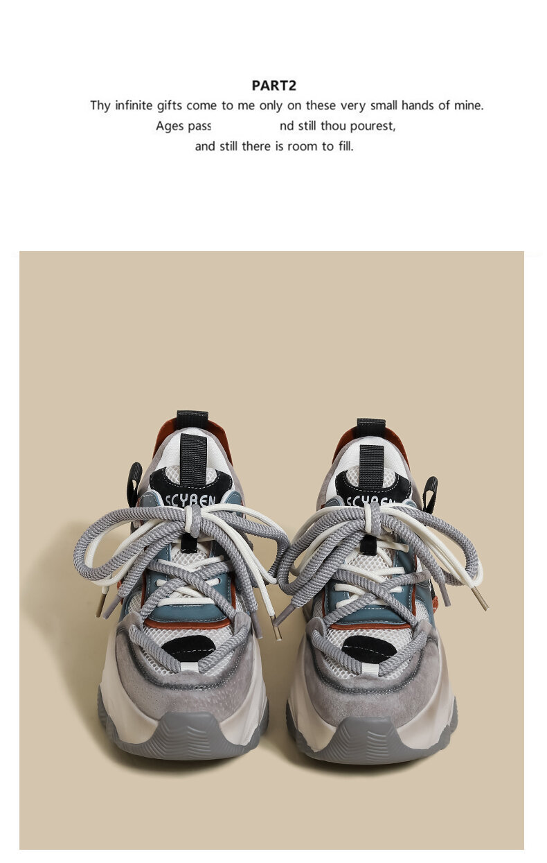 Women's Thick Bottom Dad Shoes Spring New Style Double Lace Casual Sports Sneakers Heightening Leisure Fashionable · v7
