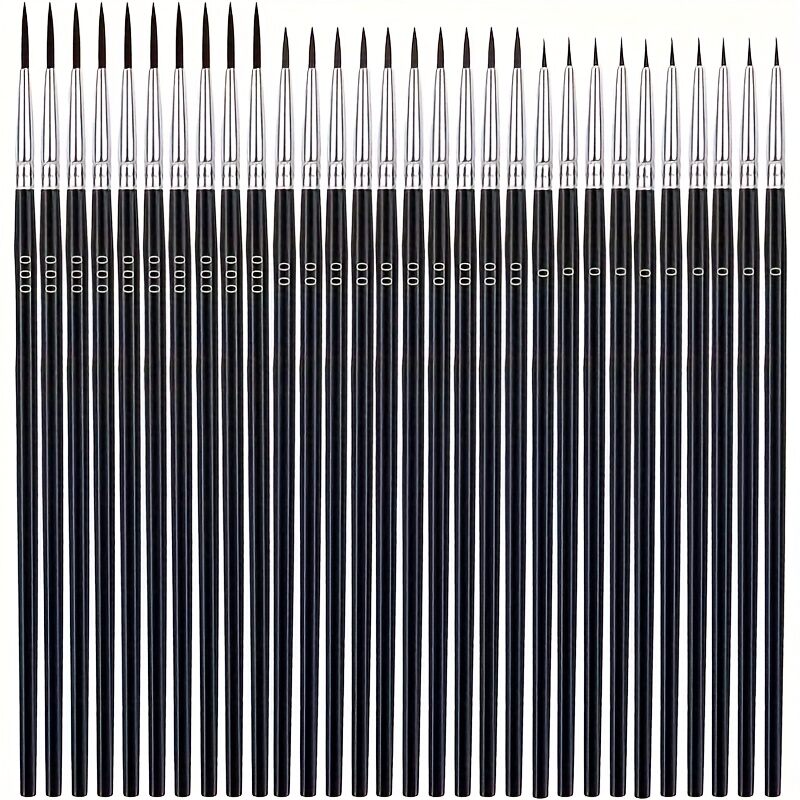 30Pcs Fine Detail Paint Brush Set #0 #00 #000 Miniature Brushes Nylon Hair for Watercolor Oil Acrylic Painting Crafts