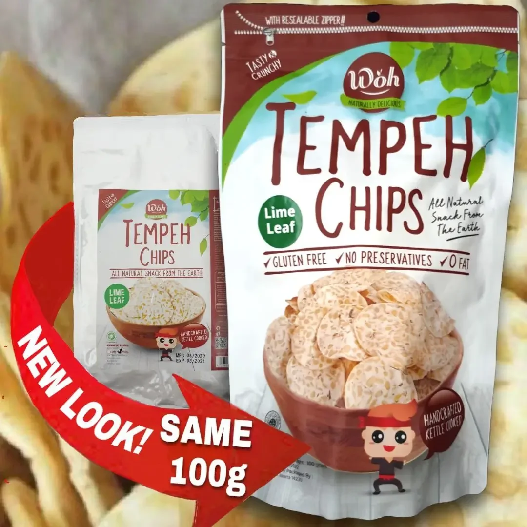 Handcrafted WOH Tempeh Chips! Kaffir Lime Leaf Flavour (100g)