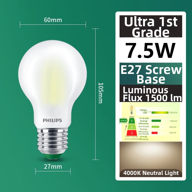 Philips | Energy-saving LED Bulb E27 Warm Yellow Light Bright Home Lighting