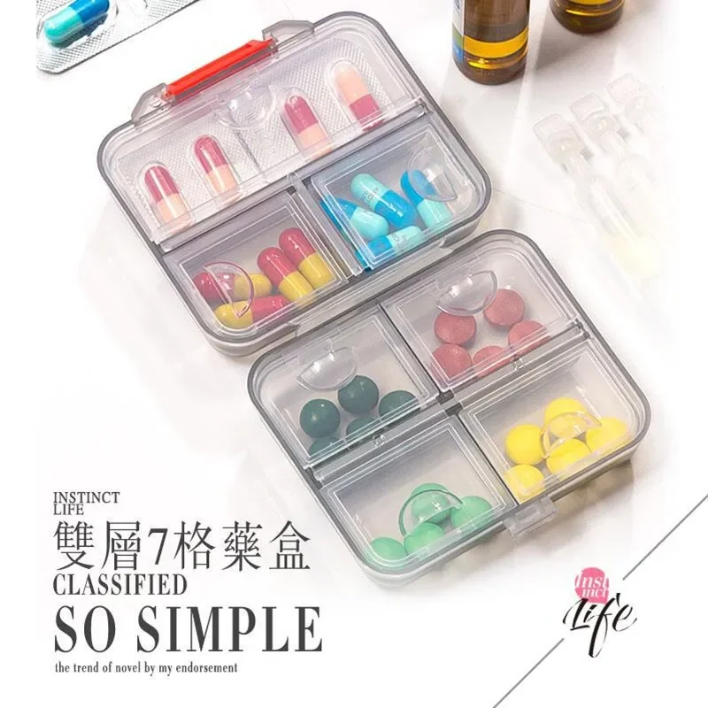 Travel Mini Small Medicine Box Portable Medicine Box One Week Pill Portable Large Capacity 7 Days Small Number Medicine Pill Box