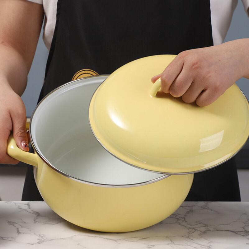 Thickened Olive Home Macaron Green Enamel Soup Pot Dormitory Instant Noodles Bowl Enamel Pot for Cooking And Boiling Water. 