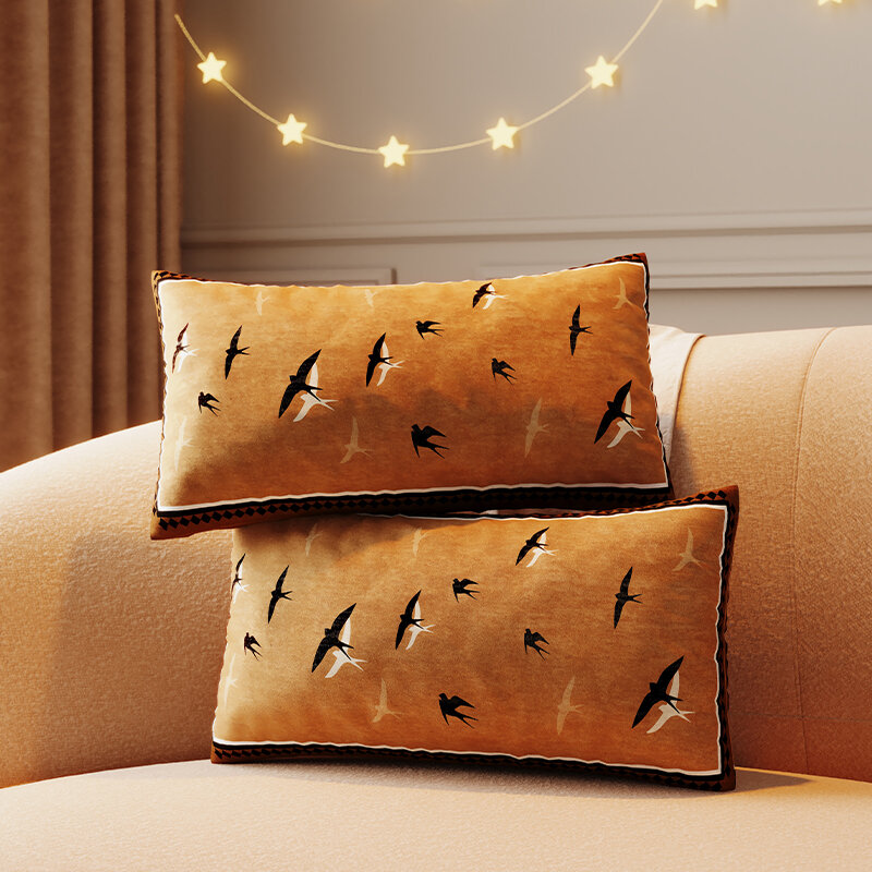 American Style Long Pillow Backrest Sofa Cushion Luxury Rectangular Pillow Home Decor Customizable Washable PP Cotton Filling