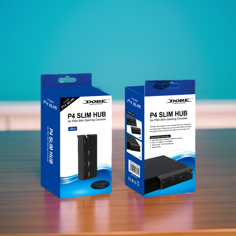 Super High Speed 4 In 1 USB Hub Suitable For Sony PlayStation 4 Slim PS4 Slim - black. 