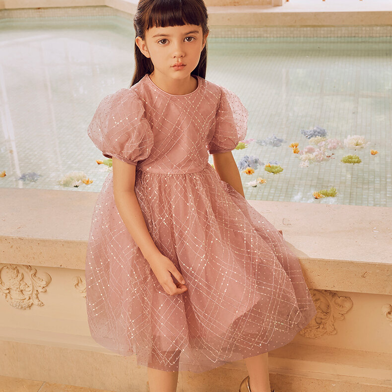 RBIGX Mädchenkleid im Prinzessin-Stil, schwarzer Netzrock mit Puffärmeln, Sommermode, Märchenprinzessinenkleid aus Nylonstoff