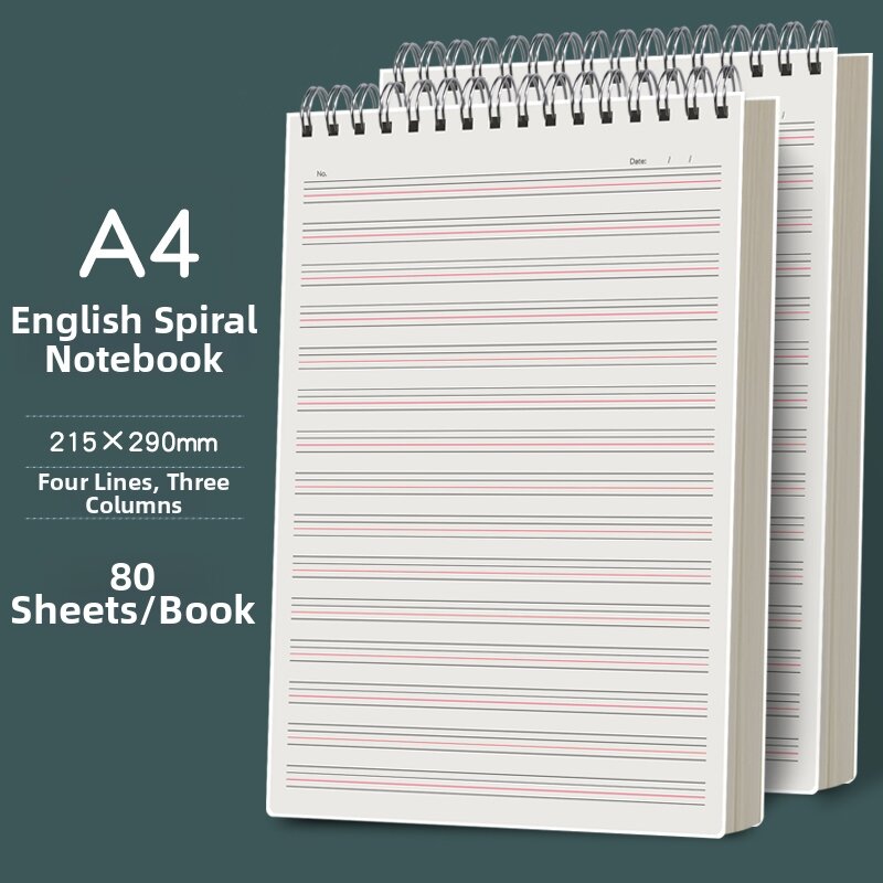 XSR | English Learning Notebook Four Lines Three Spaced Smooth Flip