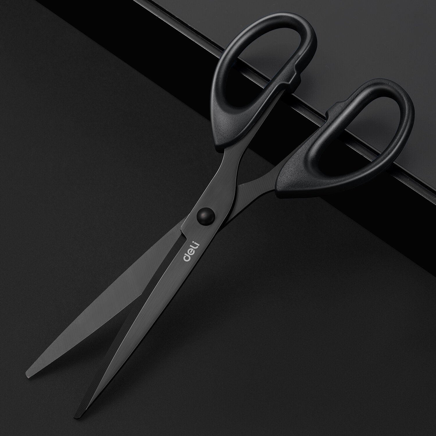 deli | DELI Professional Office Scissors 180mm Heavy Duty Scissors with Black Blade Sharp Stainless Steel Cutting Tool for Paper Craft