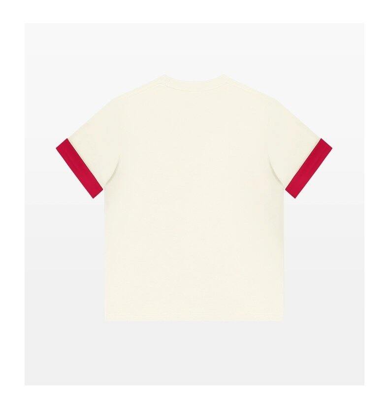 Ami about Official Website Stitched Design T-Shirt Pure Cotton Short Sleeve Summer Top Color Block Heart 3D Embroidery Sweet Style