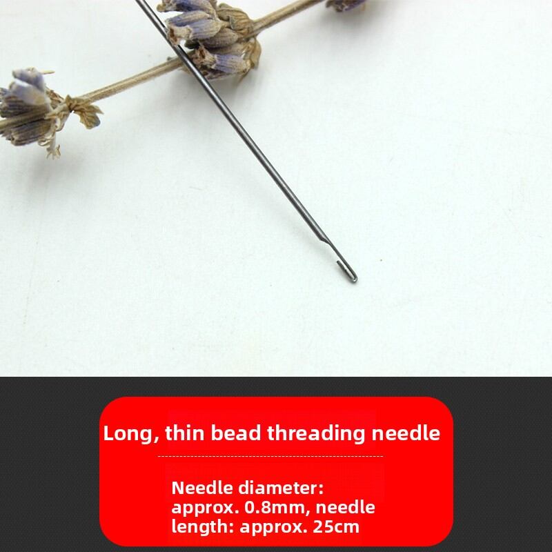 Small Beading Needle 0.3~0.9mm Jewelry Crystal Hook Needle No Thread Needed Middle Open Design for Bead Stringing