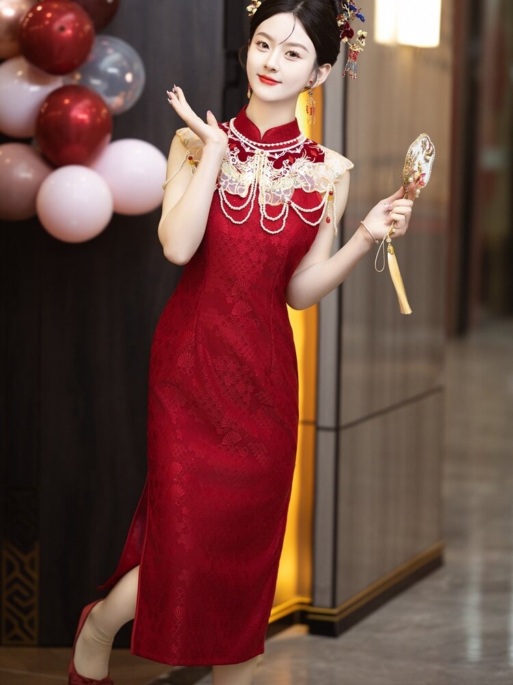 strapless open back dress Cotton Maroon Flared Strappy One Piece Dress