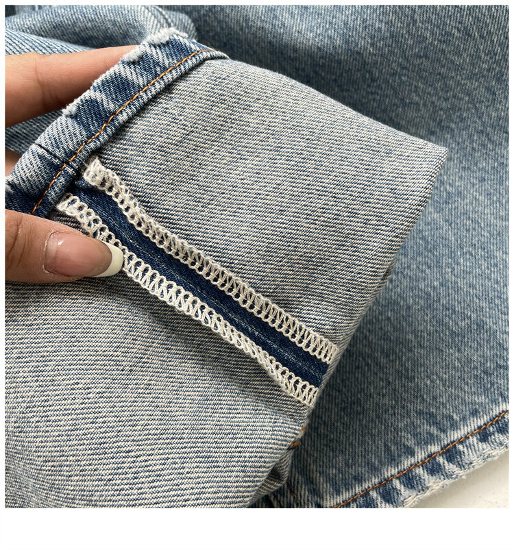 American Style Vintage Blue High Waist Wide Leg Jeans Women Loose Slim Straight Long Pants X-mier Denim Trousers for Ladies · v2