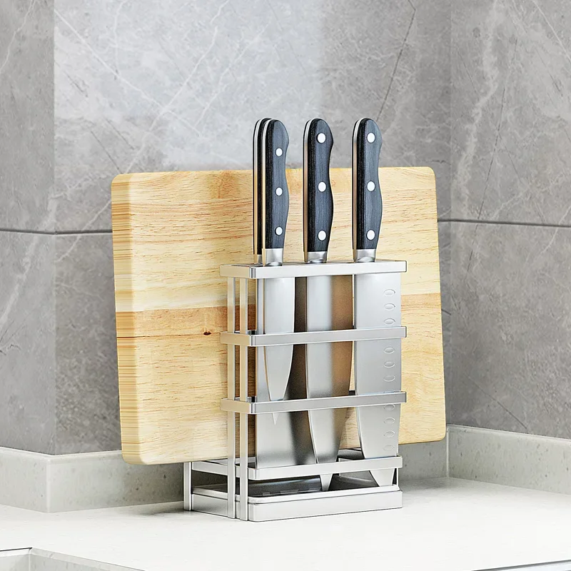 304 stainless steel knife holder chopping board holder chopping board knife holder multifunctional water tray kitchen storage rack
