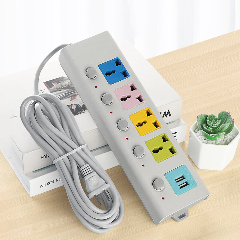 Ổ cắm điện USB đa năng cao cấp chống giật, 2 cổng USB, có chốt an toàn tiện dụng