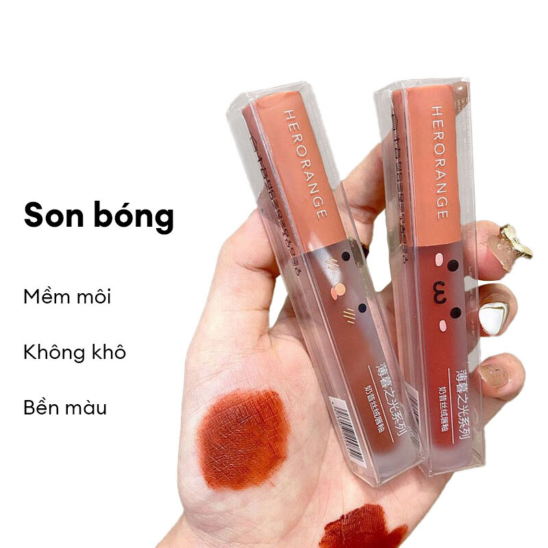  HERORANGE Son Kem Lì Siêu Cháy "Chạng Vạng" Lâu Bóng Hoàn Thiện Chất Son Nhung Mịn Màng Vỏ Trong Suốt Mờ Lì 