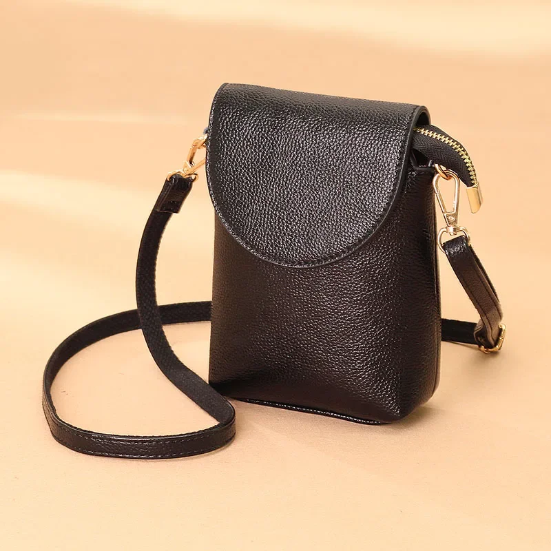 Genuine Leather Mobile Phone Bag Women's Bag 2020 New Crossbody Bag Vertical Mini Bag Hand Mobile Phone Bag All-Matching