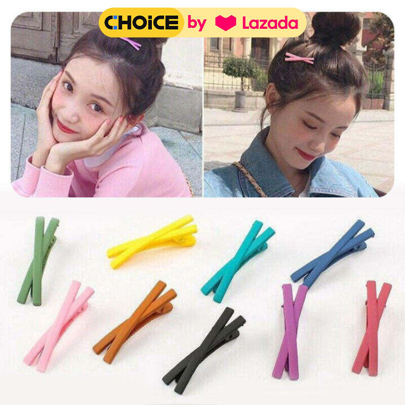 5pcs / Kẹp tóc mờ chéo đơn giản Hàn Quốc đầy màu sắc cạnh clip tóc mái clip cô gái tất cả mọi thứ tóc kẹp phụ kiện tóc