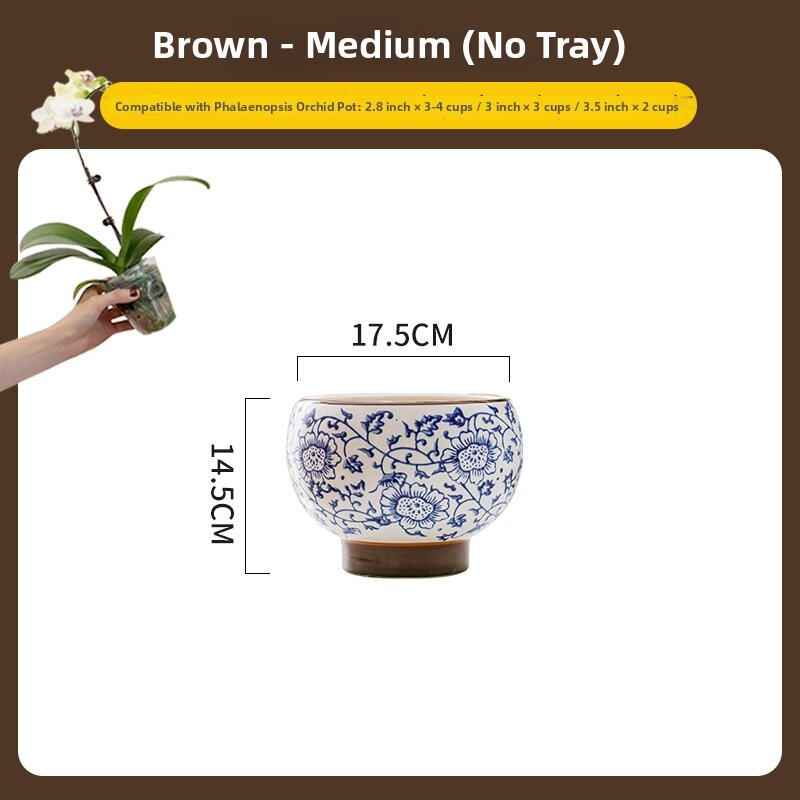 Large Size New Chinese Style Orchid Pot Blue And White Porcelain Ceramic Flower Vase Home Decorative Plant Pots for Orchids