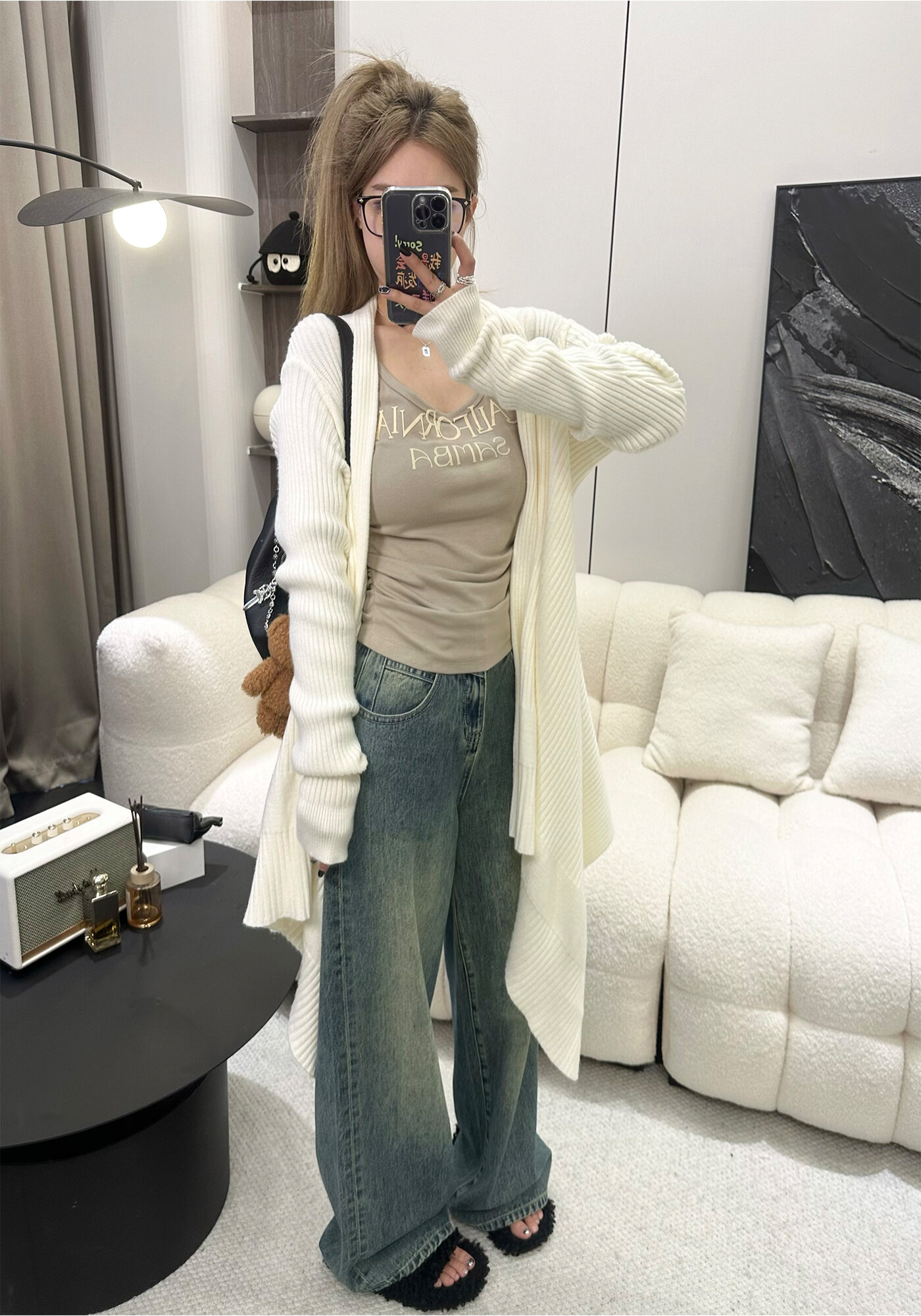 High Waist Wide Leg Jeans Women's Loose Fit Washed out Style Spring Autumn Denim Pants by LUU Peach Joy Slimming Effect · v2