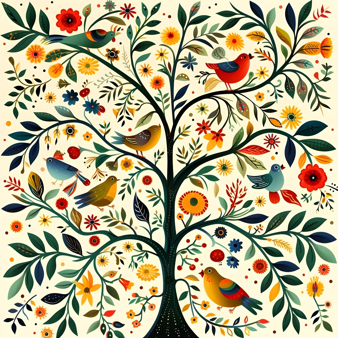 1pc 11ct Cross Stitch Starter Kit Diy Embroidery With Bird Flower Tree Home Office Wall Decor Gift