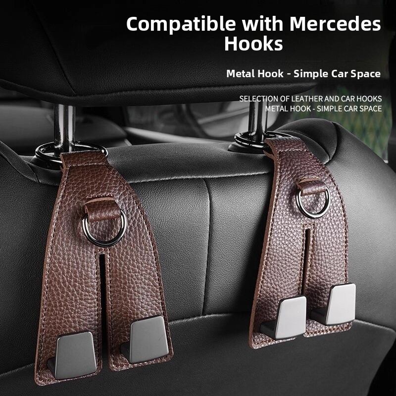 Suede Leather Car Seat Hook – 4-Pack Headrest Hanger For Purses & Bags, Holds 55 Lbs, Hidden Alloy Design For Most Cars