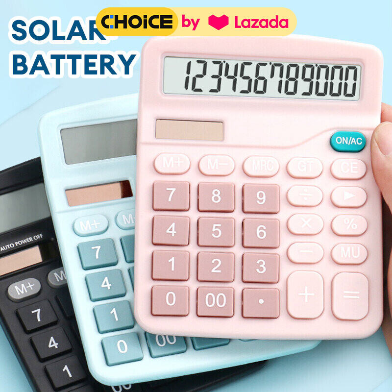 Máy tính bảng điều khiển năng lượng mặt trời và năng lượng pin Máy tính màn hình LED điện tử Máy tính Macaron 12 bit Hiển thị đa chức năng Nút lớn cho trường học văn phòng kinh doanh Tính toán màn hình LCD