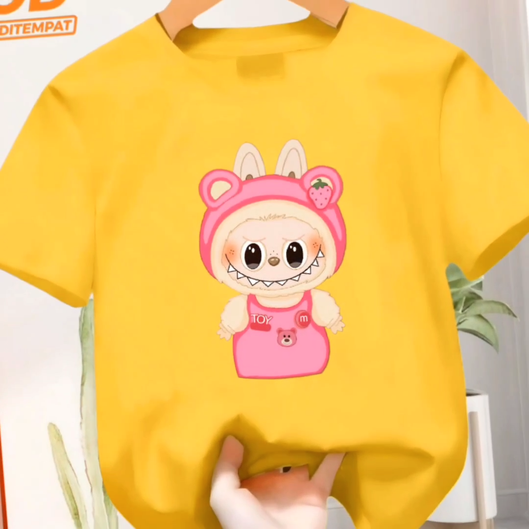 Kaos atasan Fashion anak Cewek Cowok usia 1-12 tahun Labubu The Monster lengan pendek Terbaru