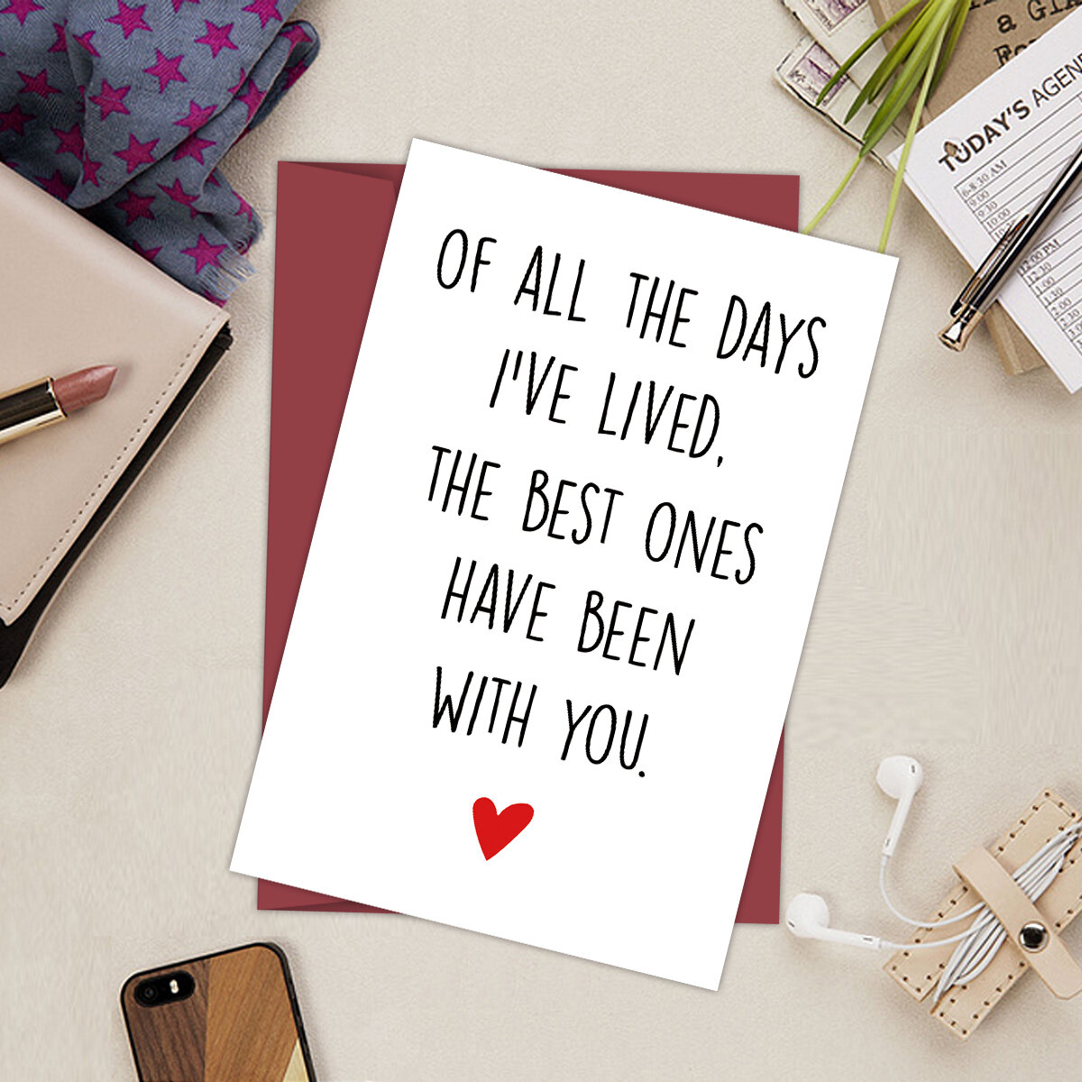 1PC Romantic Anniversary Card for Him HerBirthday Love Greeting CardOf All The Days I’ve Lived The Best One Have Been With You