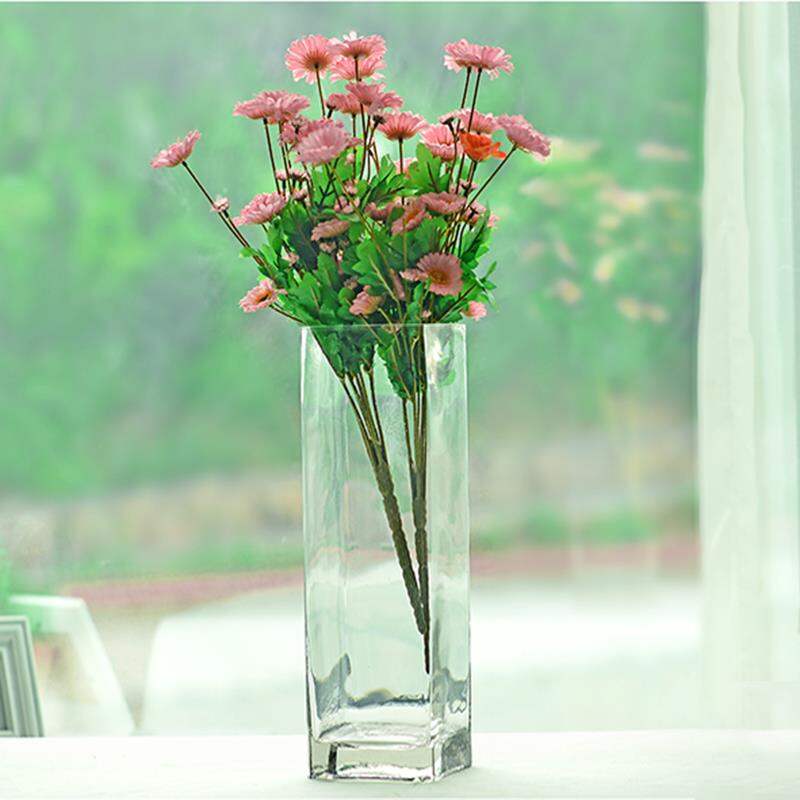BANCHANJUANYING | Large Transparent Square Tall Glass Vase