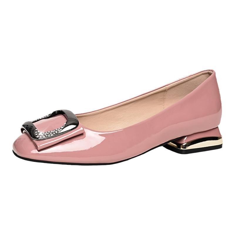 Belylitchi Chanel Genuine Leather Women's Shoes Spring Autumn Patent Leather Low Heel Work Small Leather Shoes Slip-On Casual. 