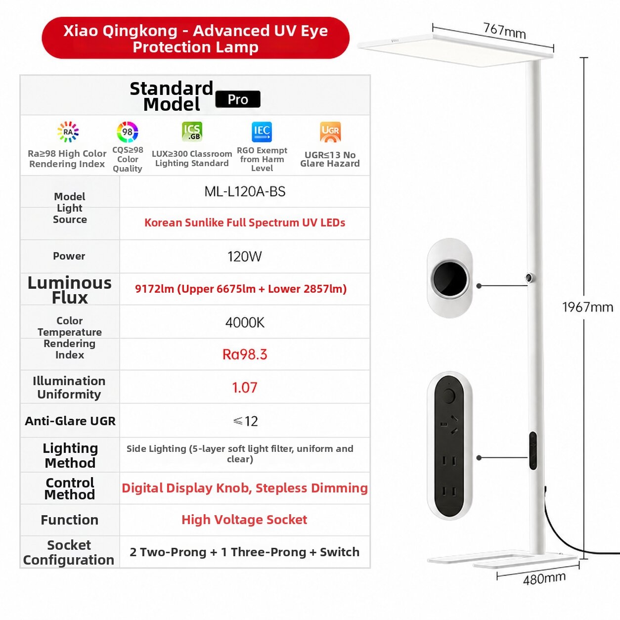 Bull | Full Spectrum Eye-Protecting Standing Floor Lamp for Children Studying and Reading
