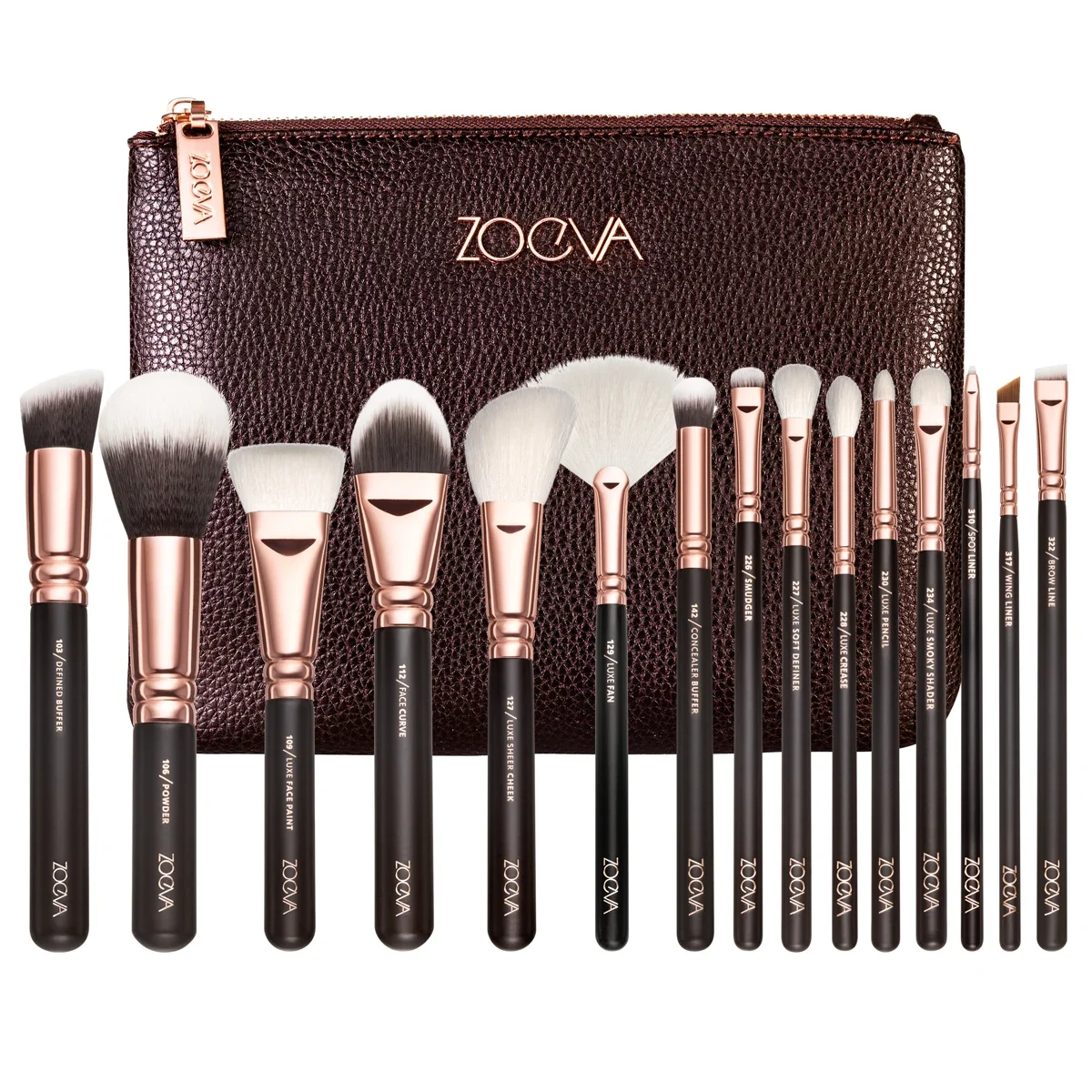 Zoeva 15 Brown/Black Makeup Brushes Face Powder Blush Eye Shadow Eyebrow Brush Highlight Makeup Brush Set