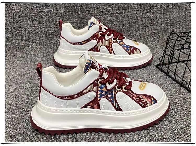 Men's Thick Sole Breathable Casual Shoes Color Block Design Summer Leisure Dad Shoes Increased Height Trendy Fashion Sneakers · v8