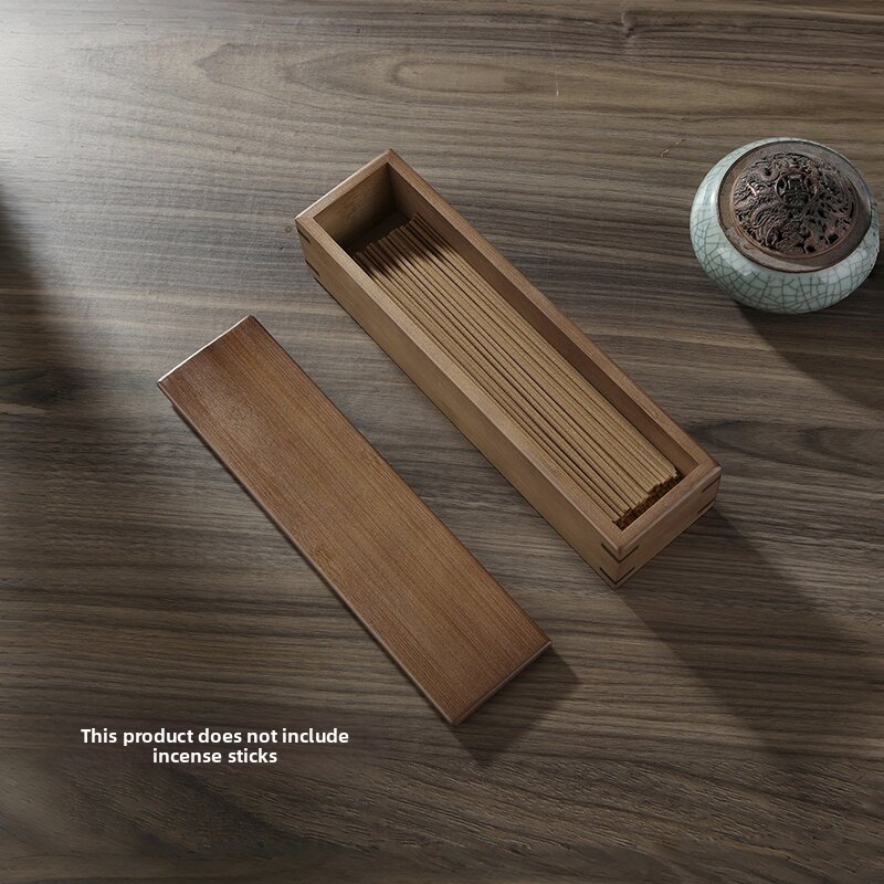 Retro Incense Box Empty Box Incense Tube Bamboo Storage Box Chestnut Wooden Tenon And Mortise Line Incense Storage Box Sandalwood Box