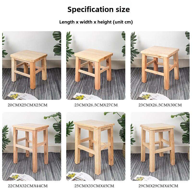 Simple Modern Solid Rubber Wood Square Stool Home Use School Desk Four Square Wood Chair Adult Casual Furniture Bench. 