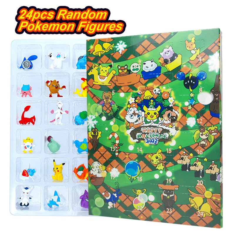 Pokemon Figure Christmas Advent Calendar Gift Box mini Pikachu Character Doll Bulbasaur Children Christmas Toy Gifts